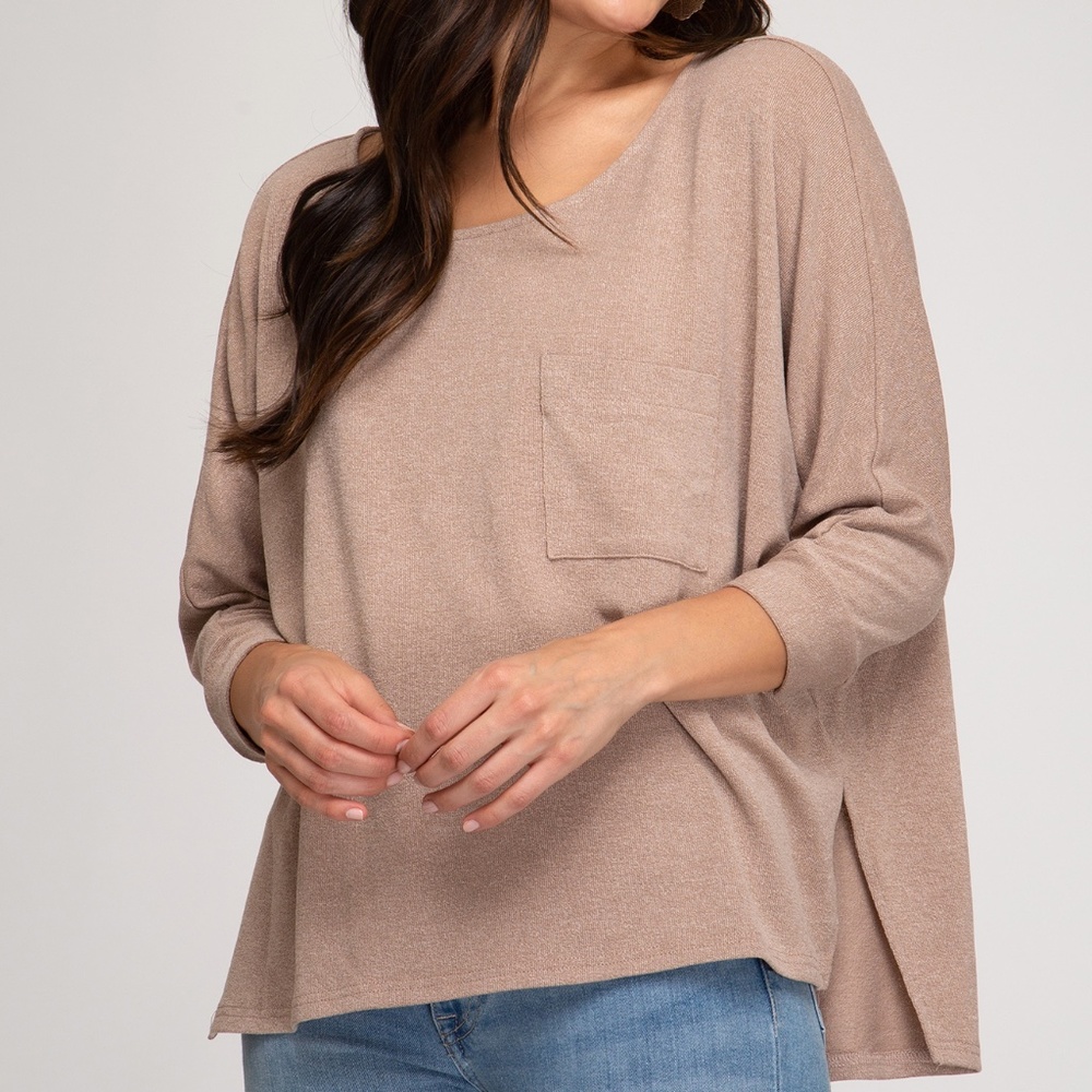 New!! She + Sky Oversized Knit Top Mocha M